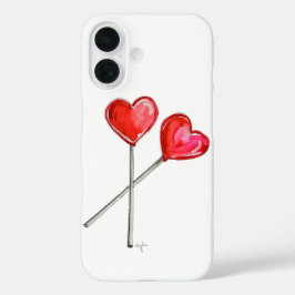 二つのハートロリー iPhone 16ケース