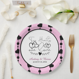 二つのハートワンラブ ペーパープレート