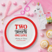 二つのハートワンラブ ペーパープレート (パーティー)