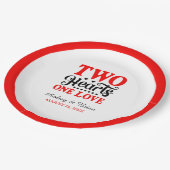 二つのハートワンラブ ペーパープレート (アングル)