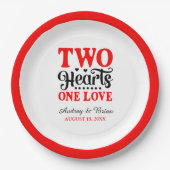 二つのハートワンラブ ペーパープレート (正面)
