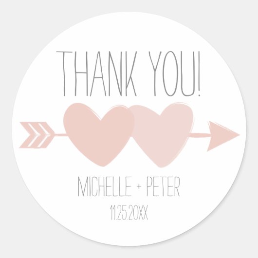 二つのハート結婚の ラウンドシール (正面)