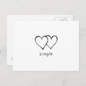 二つのハート-シンプル愛 – フレッシュラインスケッチアート ポストカード (正面/裏面)