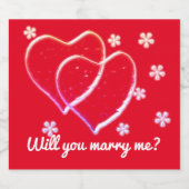 二つのハート、ロマン結婚ティックパーソナライズされた。 スパークリングワインラベル (シングルラベル)