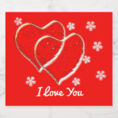 二つのハート、ロマン結婚ティックパーソナライズされた。 スパークリングワインラベル (シングルラベル)