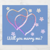 二つのハート、ロマン結婚ティックパーソナライズされた。 スパークリングワインラベル (シングルラベル)