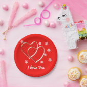 二つのハート、ロマン結婚ティックパーソナライズされた。 ペーパープレート (パーティー)