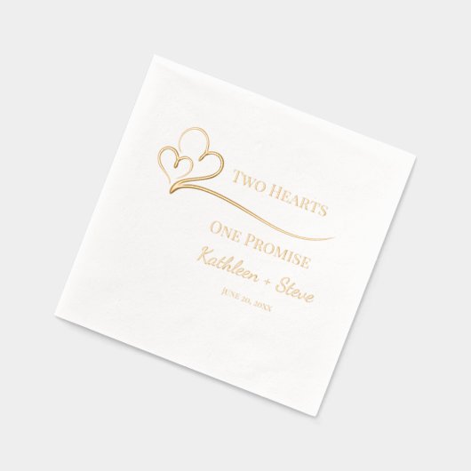 二つのハート、一つの結婚約束 箔ナプキン (左)