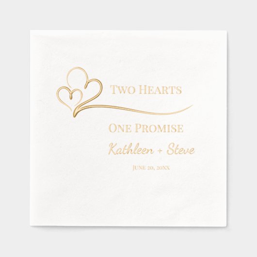 二つのハート、一つの結婚約束 箔ナプキン (正面)