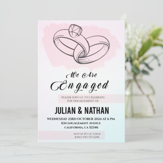 二つのハート、二つのリングや輪は永遠の約束を果たす 招待状 (スタンド正面)