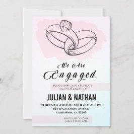 二つのハート、二つのリングや輪は永遠の約束を果たす 招待状