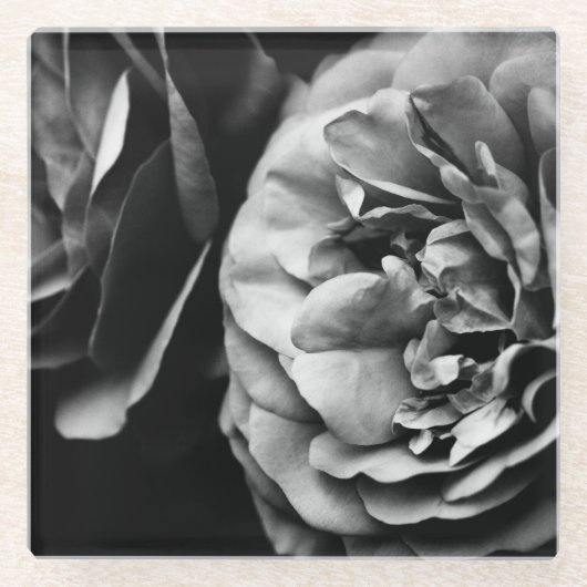 二つのバラ ガラスコースター (正面)