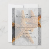 二つのヒトデの砂浜での結婚式 出欠カード (正面)