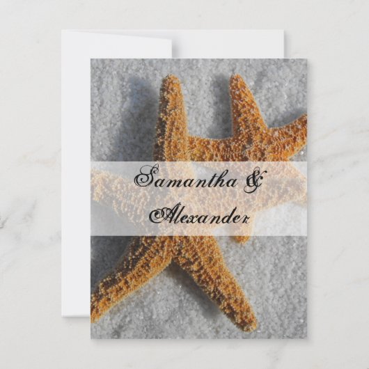 二つのヒトデの砂浜での結婚式 出欠カード (裏面)