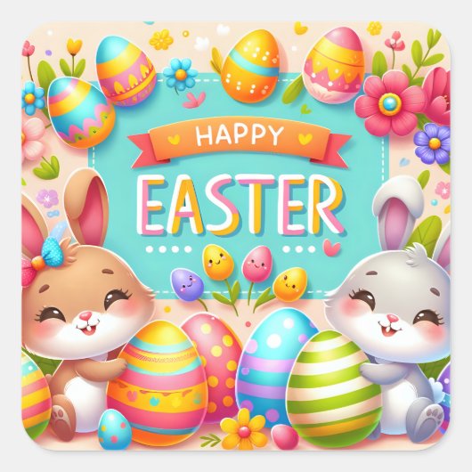 二つのブンニ祝ーズの復活祭 スクエアシール (正面)