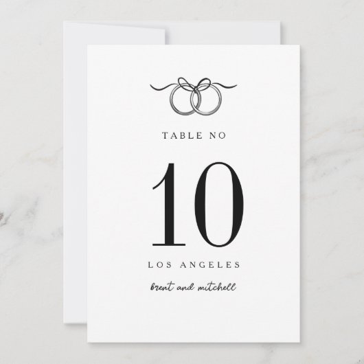 二つのリングや輪を弓の手引きテーブル番号で結ぶ 招待状 (正面)