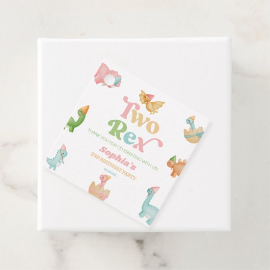 二つのレックス恐竜の二番目の誕生日パーティー フェイバータグ (インサイチュ)