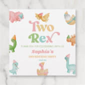 二つのレックス恐竜の二番目の誕生日パーティー フェイバータグ (裏面)