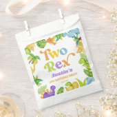 二つのレックス恐竜の二番目の誕生日パーティー フェイバーバッグ (クリップ留めされた状態)