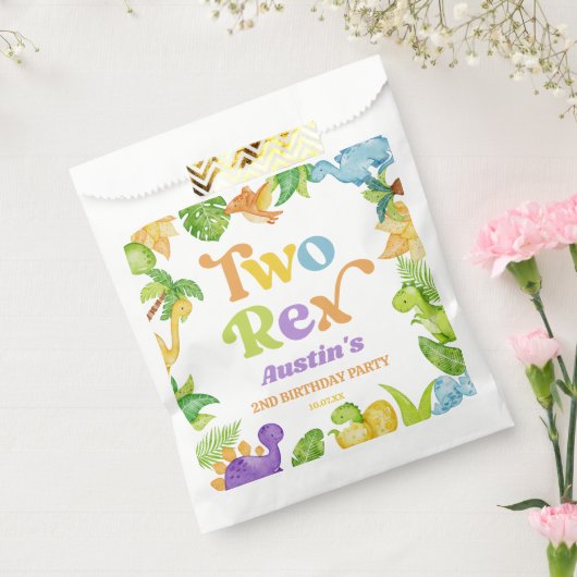 二つのレックス恐竜の二番目の誕生日パーティー フェイバーバッグ (封をした状態)