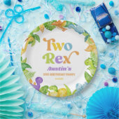 二つのレックス恐竜の二番目の誕生日パーティー ペーパープレート (パーティー)