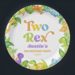 二つのレックス恐竜の二番目の誕生日パーティー ペーパープレート<br><div class="desc">2つのレックス恐竜2nd誕生日パーティー紙プレート!</div>