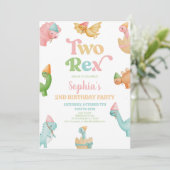 二つのレックス恐竜の二番目の誕生日パーティー 招待状 (スタンド正面)
