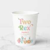 二つのレックス恐竜の二番目の誕生日パーティー 紙コップ (裏面)