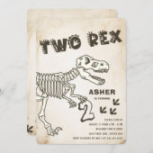 二つのレックス恐竜の誕生日パーティー 招待状 (正面/裏面)