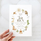 二つのレックス恐竜2nd誕生日招待状 招待状