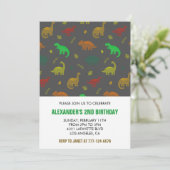 二つのレックス誕生日招待状少年の恐竜のジャングル 招待状 (スタンド正面)