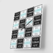 二つのロゴ イベント 白 シンプル背景 スクエア壁時計 (傾斜)