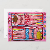 二つの丸いディバス日光浴ポストカード ポストカード (正面/裏面)