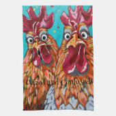 二つの予測できなルースター キッチンタオル (縦)