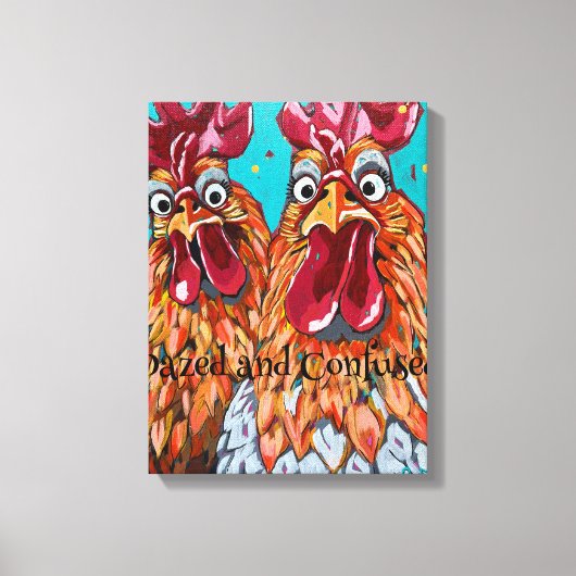 二つの予測できなルースター キャンバスプリント (正面)