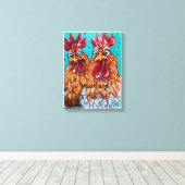 二つの予測できなルースター キャンバスプリント (インサイチュ (ウッドフロア))