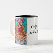 二つの予測できなルースター ツートーンマグカップ (正面左)