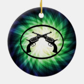 二つの交差したピストン白熱［赤熱］光を放つ; セラミックオーナメント (裏面)