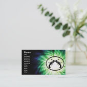 二つの交差したピストン白熱［赤熱］光を放つ; 名刺 (スタンド正面)