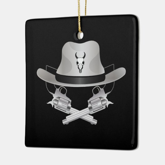 二つの交差した銃と帽子 セラミックオーナメント (左)