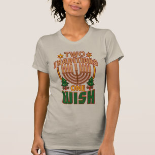 二つの伝統1つの願いハヌカーのクリスマス Tシャツ