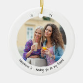 二つの写真の幸せとは…友かわいいミニマリスト セラミックオーナメント (正面)