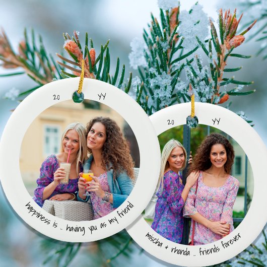 二つの写真の幸せとは…友かわいいミニマリスト セラミックオーナメント