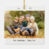 二つの写真の幸せとは…家族かわいいミニマリスト セラミックオーナメント (裏面)