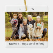 二つの写真の幸せとは…家族かわいいミニマリスト セラミックオーナメント (正面)