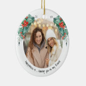二つの写真の幸せは友人のホリーとパイン セラミックオーナメント (右)