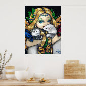 二つの妖精フェレットARTプリント妖精フェレットファンタジー ポスター (キッチン)