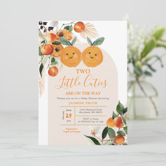 二つの小さなかわいこちゃんは途中の柑橘類オレンジ 招待状 (スタンド正面)