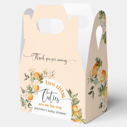 二つの小さなかわいこちゃんツインシトラスの赤ちゃんシャワー フェイバーボックス (オープン)