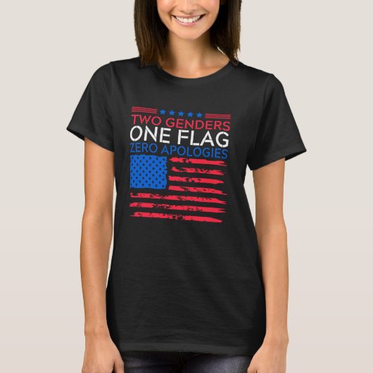 二つの性同一性 一つの旗 許さない愛国Tシャツ Tシャツ (正面)